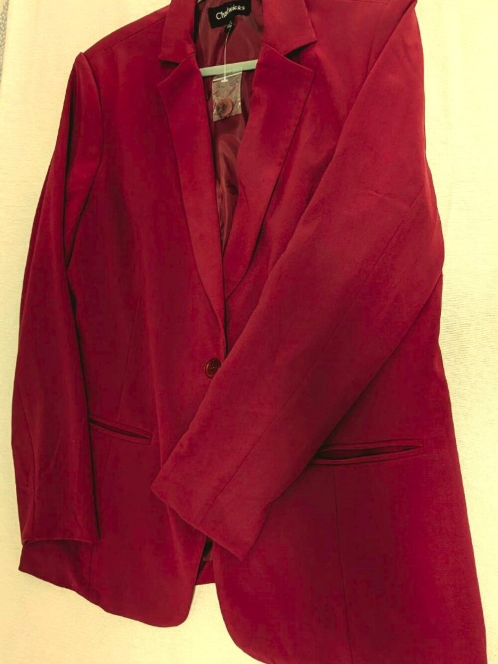 NWT Chadwick Cranberry Blazer Jacket Lightly Padded Shoulders, 2 Pockets Size 16